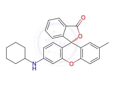 Chemical structure of 6'-(cyclohexylamino)-2'-methylspiro[isobenzofuran-1(3H),9'-[9H]xanthene]-3-one