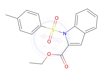 Chemical structure of 1H-Indole-2-carboxylic acid, 1-[(4-methylphenyl)sulfonyl]-, ethyl ester