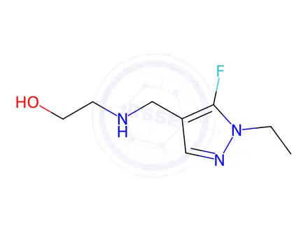 Chemical structure of 2-{[(1-ethyl-5-fluoro-1H-pyrazol-4-yl)methyl]amino}ethanol