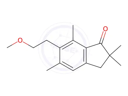 Chemical structure of 2,3-Dihydro-6-(2-methoxyethyl)-2,2,5,7-tetramethyl-1H-inden-1-one