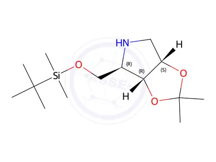 Chemical structure of (3aR,4R,6aS)-4-{[(Tert-butyldimethylsilyl)oxy]methyl}-2,2-dimethyl-hexahydro-[1,3]dioxolo[4,5-c]pyrrole