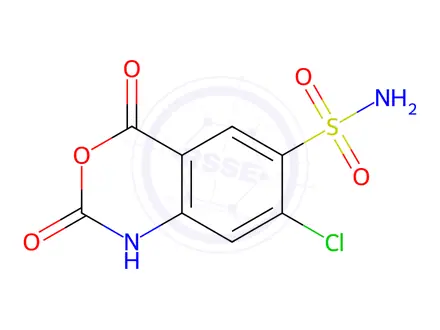 Chemical structure of 7-chloro-2,4-dioxo-2,4-dihydro-1H-benzo[d][1,3]oxazine-6-sulfonamide