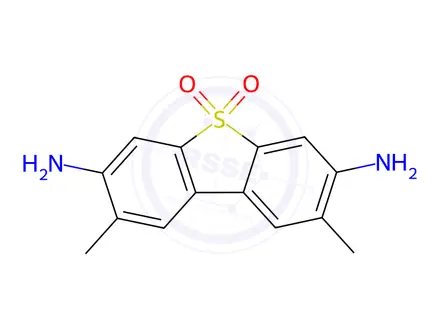 Chemical structure of 3,7-Diamino-2,8-dimethyldibenzothiophene Sulfone (contains 2,6-Dimethyl isomer)