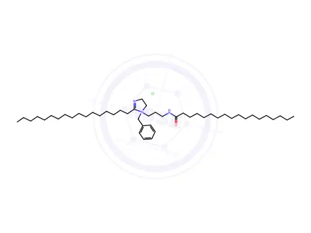 Chemical structure of 1-benzyl-2-heptadecyl-4,5-dihydro-1-[3-[(1-oxooctadecyl)amino]propyl]-1-H-imidazolium chloride