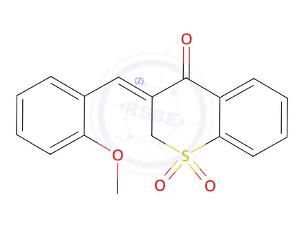 Chemical structure of (Z)-2,3-Dihydro-3-((2-methoxyphenyl)methylene)-4H-1-benzothiopyran-4-o ne 1,1-dioxide
