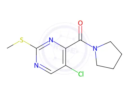Chemical structure of (5-Chloro-2-(methylthio)pyrimidin-4-yl)(pyrrolidin-1-yl)methanone