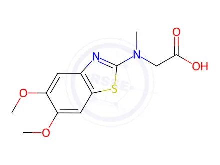 Chemical structure of n-(5,6-dimethoxy-1,3-benzothiazol-2-yl)-n-methylglycine