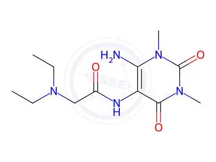 Chemical structure of N-(6-Amino-1,3-dimethyl-2,4-dioxo-1,2,3,4-tetrahydropyrimidin-5-yl)-2-(diethylamino)acetamide