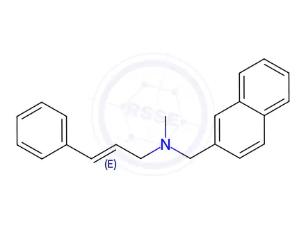 Chemical structure of (E)-N-methyl-N-(naphthalen-2-ylmethyl)-3-phenylprop-2-en-1-amine hydrochloride