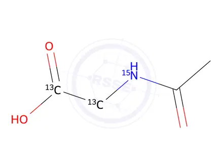Chemical structure of N-Acetylglycine-13C2,15N