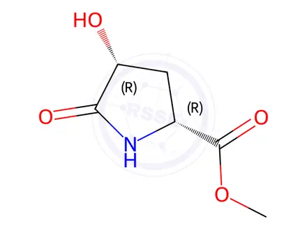 Chemical structure of D-Proline, 4-hydroxy-5-oxo-, methyl ester, (4R)-(9CI)