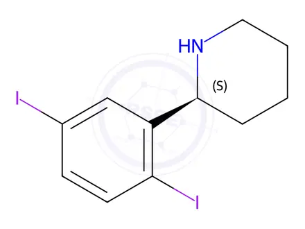 Chemical structure of (S)-2-(2,5-diiodophenyl)piperidine