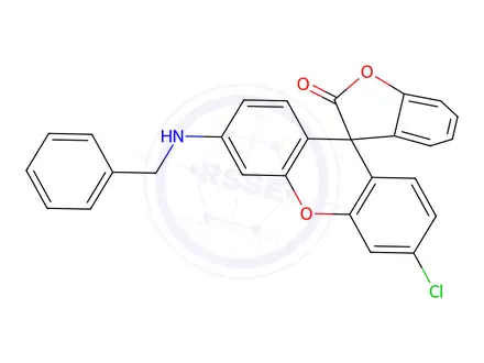 Chemical structure of 6'-(benzylamino)-3'-chlorospiro[isobenzofuran-1(3H)-9'[9H]-xanthene]-3-one
