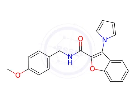 Chemical structure of N-[(4-Methoxyphenyl)methyl]-3-(1H-pyrrol-1-yl)-1-benzofuran-2-carboxamide