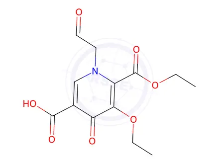 Chemical structure of 5-ethoxy-6-(ethoxycarbonyl)-4-oxo-1-(2-oxoethyl)-1,4-dihydropyridine-3-carboxylic acid