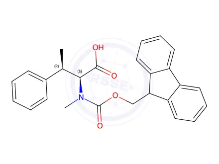 Chemical structure of L-Phenylalanine, N-[(9H-fluoren-9-ylmethoxy)carbonyl]-N,β-dimethyl-, (βR)-