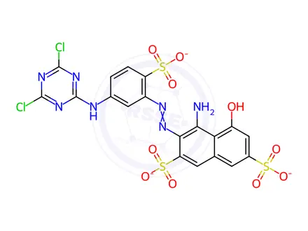Chemical structure of 4-Amino-3-[5-(4,6-dichloro-1,3,5-triazin-2-ylamino)-2-sulfophenylazo]-5-hydroxy-2,7-naphthalenedisulfonic acid trisodium salt