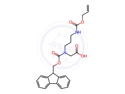 Chemical structure of Glycine, N-[(9H-fluoren-9-ylmethoxy)carbonyl]-N-[3-[[(2-propen-1-yloxy)carbonyl]amino]propyl]-