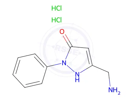 Chemical structure of 5-(Aminomethyl)-2-phenyl-1,2-dihydro-3H-pyrazol-3-one Dihydrochloride
