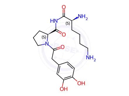Chemical structure of dopamine, Lys-Pro-amide-