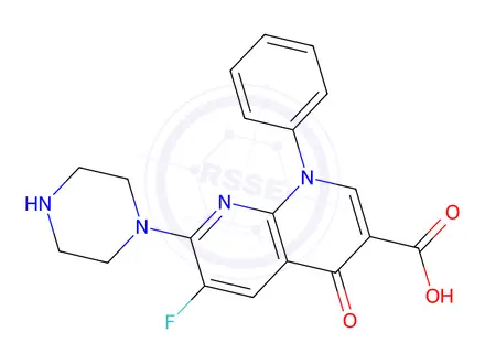 Chemical structure of 6-FLUORO-4-OXO-1-PHENYL-7-PIPERAZIN-1-YL-1,4-DIHYDRO-[1,8]NAPHTHYRIDINE-3-CARBOXYLIC ACID