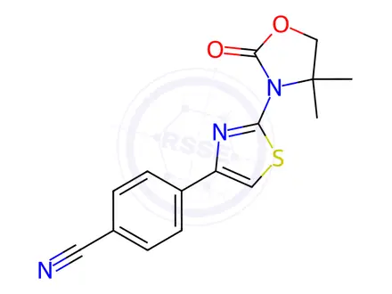 Chemical structure of Benzonitrile, 4-[2-(4,4-dimethyl-2-oxo-3-oxazolidinyl)-4-thiazolyl]
