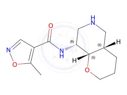 Chemical structure of rel-5-methyl-N-((4aS,8R,8aS)-octahydro-2H-pyrano[3,2-c]pyridin-8-yl)isoxazole-4-carboxamide