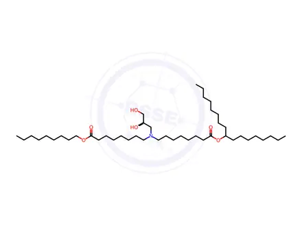 Chemical structure of Octanoic acid, 8-[(2,3-dihydroxypropyl)[8-(nonyloxy)-8-oxooctyl]amino]-, 1-octylnonyl ester