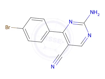 Chemical structure of 2-Amino-4-(4-bromophenyl)-5-pyrimidinecarbonitrile