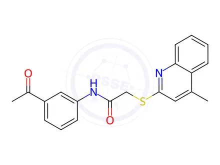 Chemical structure of N-(3-Acetylphenyl)-2-((4-methylquinolin-2-yl)thio)acetamide