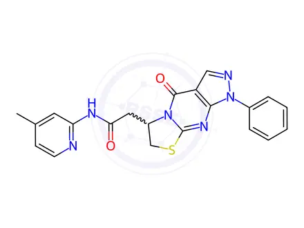 Chemical structure of N-(4-Methylpyridin-2-yl)-2-(4-oxo-1-phenyl-1,4,6,7-tetrahydropyrazolo[3,4-d]thiazolo[3,2-a]pyrimidin-6-yl)acetamide