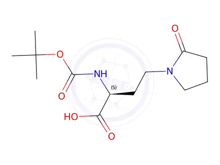 Chemical structure of (2S)-2-{[(tert-butoxy)carbonyl]amino}-4-(2-oxopyrrolidin-1-yl)butanoic acid