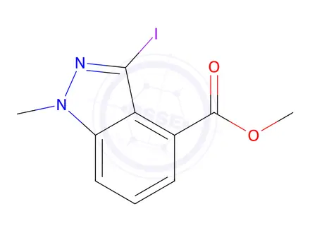 Chemical structure of Methyl 3-iodo-1-methyl-1H-indazole-4-carboxylate
