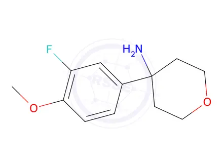 Chemical structure of 4-(3-fluoro-4-methoxyphenyl)oxan-4-amine