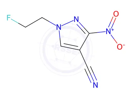 Chemical structure of 1-(2-fluoroethyl)-3-nitro-1H-pyrazole-4-carbonitrile