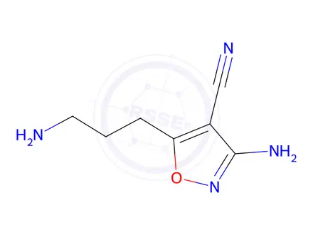 Chemical structure of 3-Amino-5-(3-aminopropyl)isoxazole-4-carbonitrile