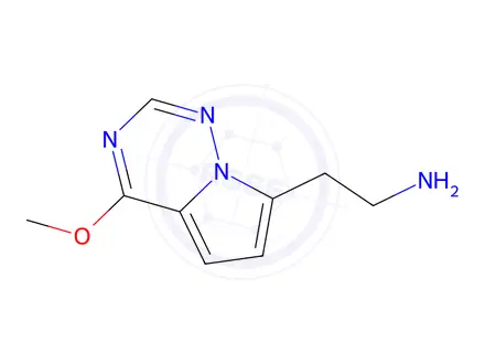 Chemical structure of 2-{4-methoxypyrrolo[2,1-f][1,2,4]triazin-7-yl}ethan-1-amine