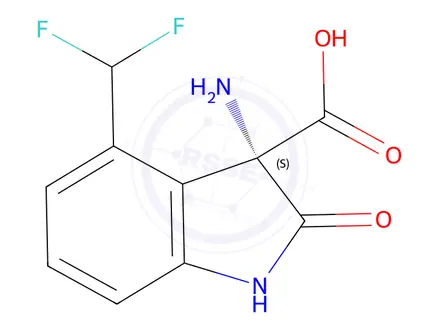 Chemical structure of (S)-3-Amino-4-(difluoromethyl)-2-oxoindoline-3-carboxylic acid