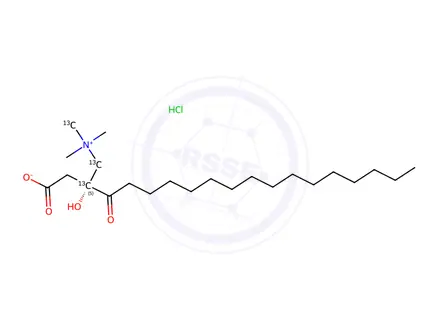 Chemical structure of Palmitoyl-L-carnitine-13C3 Hydrochloride