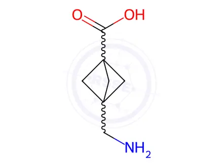 Chemical structure of Bicyclo[1.1.1]pentane-1-carboxylic acid, 3-(aminomethyl)-