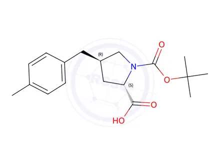 Chemical structure of (2S,4R)-1-(tert-Butoxycarbonyl)-4-(4-methylbenzyl)pyrrolidine-2-carboxylic acid