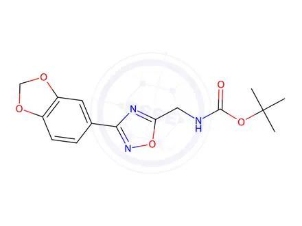 Chemical structure of tert-Butyl N-{[3-(2H-1,3-benzodioxol-5-yl)-1,2,4-oxadiazol-5-yl]methyl}carbamate