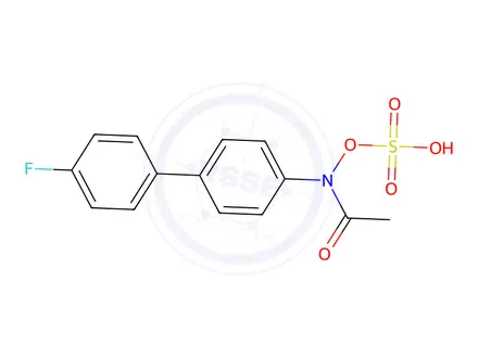 Chemical structure of N-hydroxy-4'-fluoro-4-(acetylamino)biphenyl sulfate