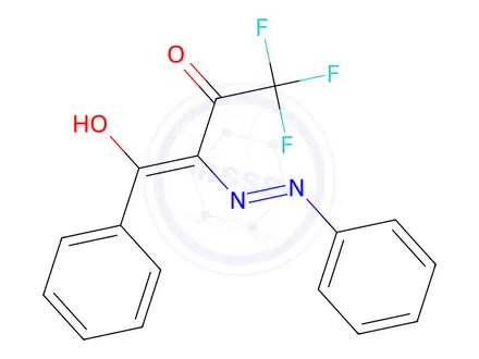 Chemical structure of (2E)-4,4,4-trifluoro-1-phenyl-2-(phenylhydrazono)butane-1,3-dione