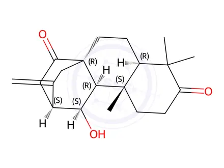 Chemical structure of ent-11β-Hydroxyatis-16-ene-3,14-dione