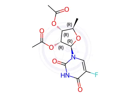 Chemical structure of 5'-deoxy-5-fluorouridine 2',3'-diacetate