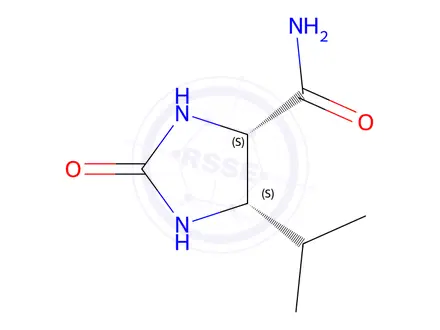Chemical structure of 4-Imidazolidinecarboxamide,5-(1-methylethyl)-2-oxo-,cis-(9CI)