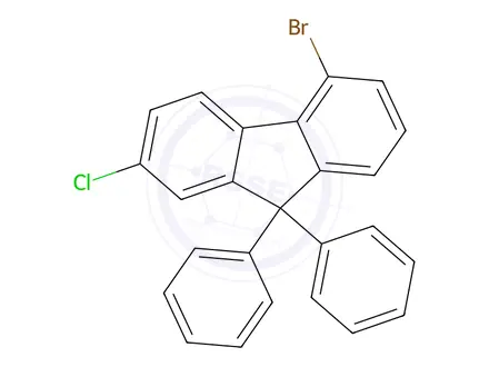 Chemical structure of 9H-Fluorene, 5-bromo-2-chloro-9,9-diphenyl-