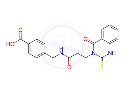 Chemical structure of 4-{[3-(4-oxo-2-sulfanylidene-1,2,3,4-tetrahydroquinazolin-3-yl)propanamido]methyl}benzoic acid
