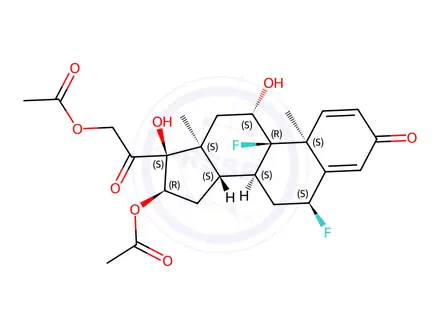 Chemical structure of (6α,11β,16α)-16,21-(Diacetyloxy)-6,9-difluoro-11,17-dihydroxypregna-1,4-diene-3,20-dione